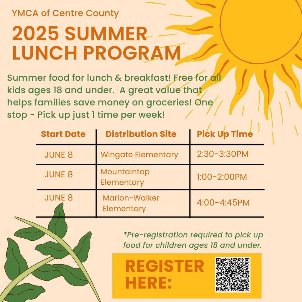 2025 Summer Lunch Program dates and locations.