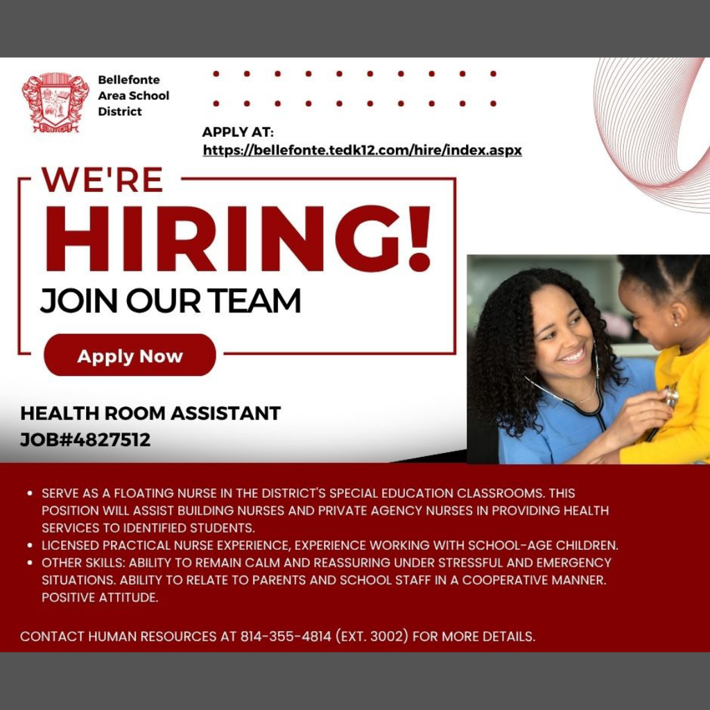 Health Room assistant requirements