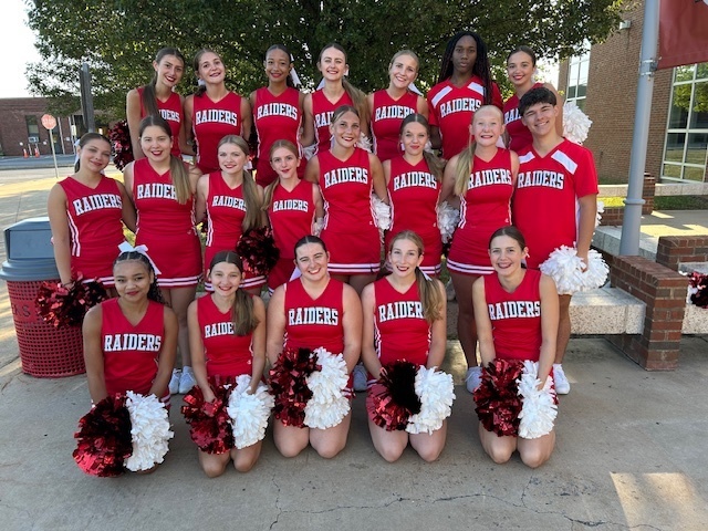 Cheer team in front of the theatre