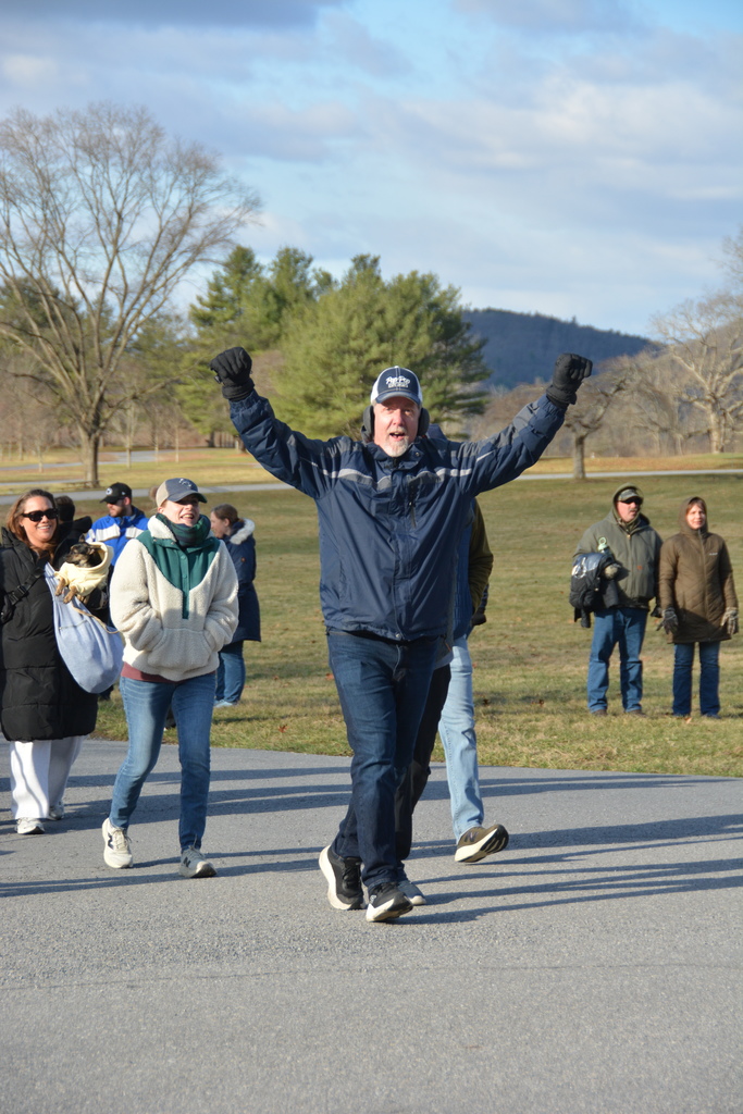 One man celebrating.