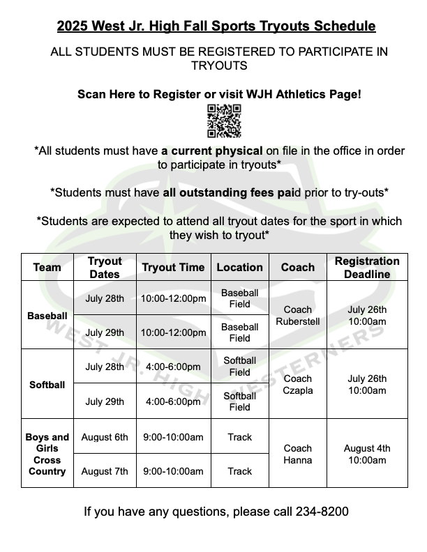 Tryout Schedule