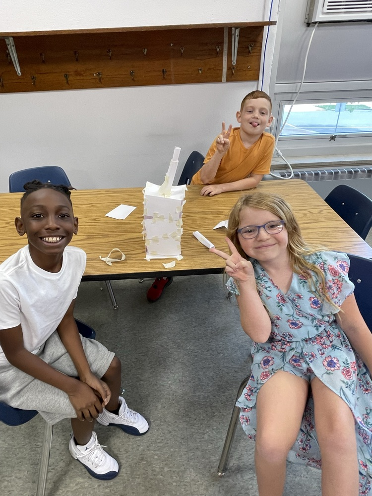 Our 3rd Grade Family read “Too Tall Houses” today and worked together to construct team towers.