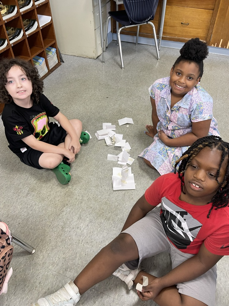 Our 3rd Grade Family read “Too Tall Houses” today and worked together to construct team towers.