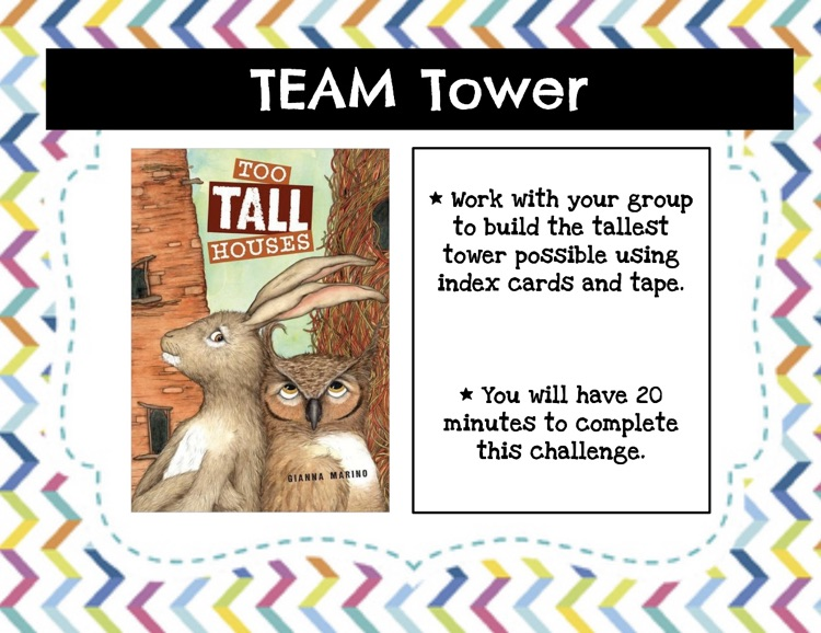 Our 3rd Grade Family read “Too Tall Houses” today and worked together to construct team towers.