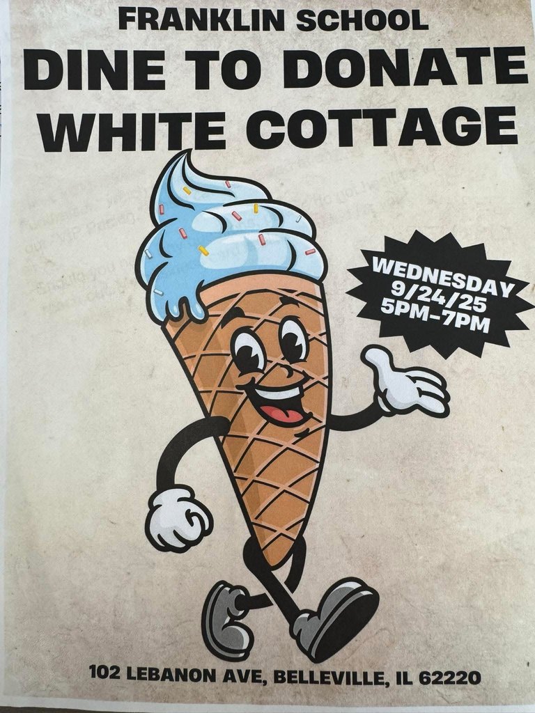 Dine to Donate this Wed!!  5-7pm at White Cottage