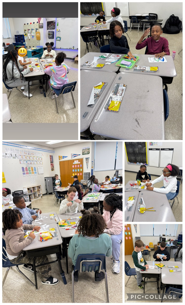 Mr. Ohl’s 3rd grade and Mrs. Sharos’ 6th grade working together to make thankful turkeys.