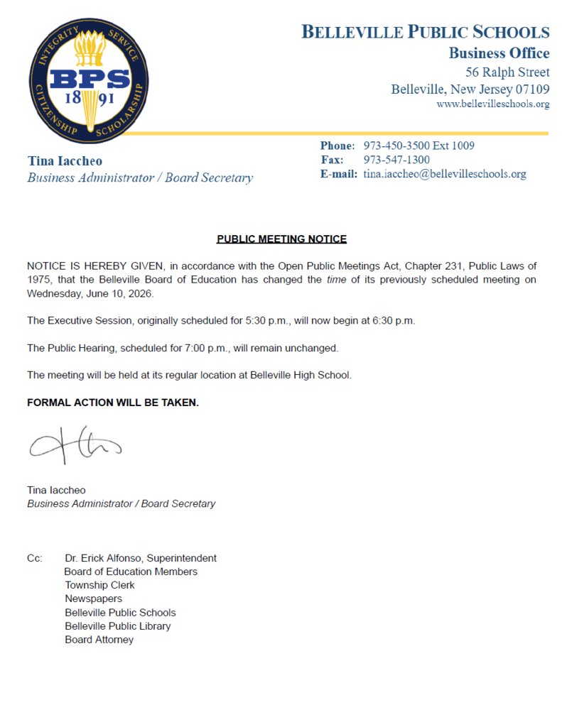 Public Meeting Notice 6-10-2026 change time
