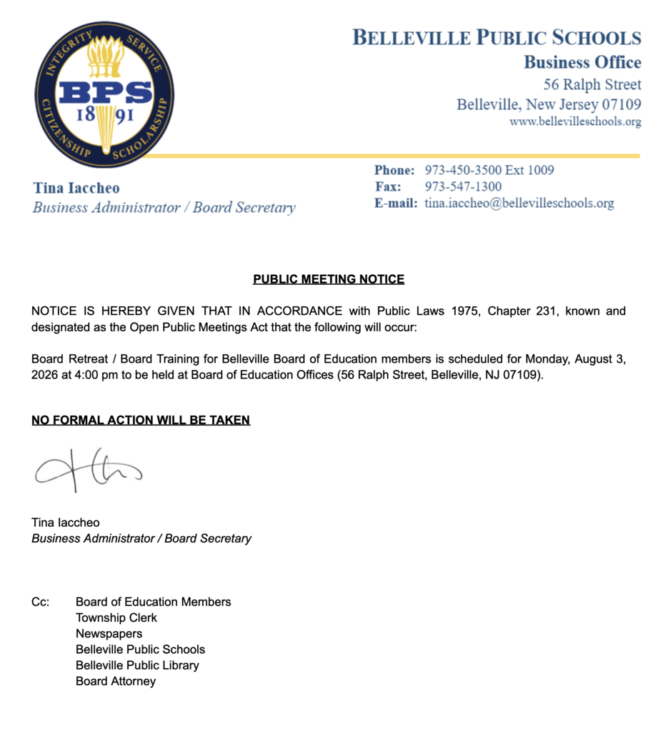 BOE Public Meeting Notice - 8/3/2026