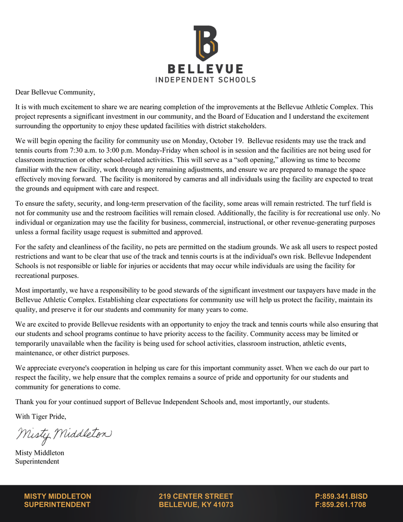 Facilities Letter