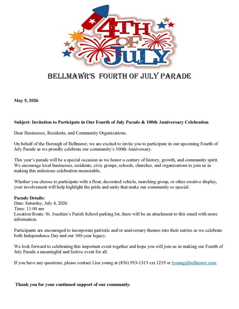 July 4th parade letter