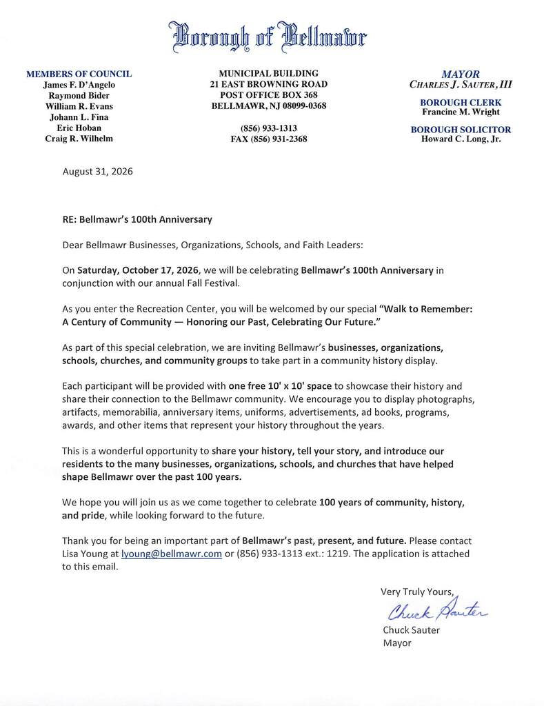Fall Festival Letter from the Mayor
