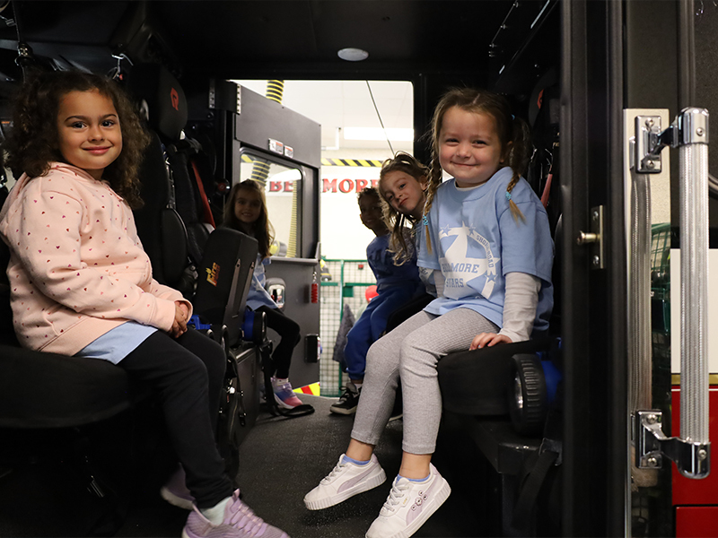 students in firetruck