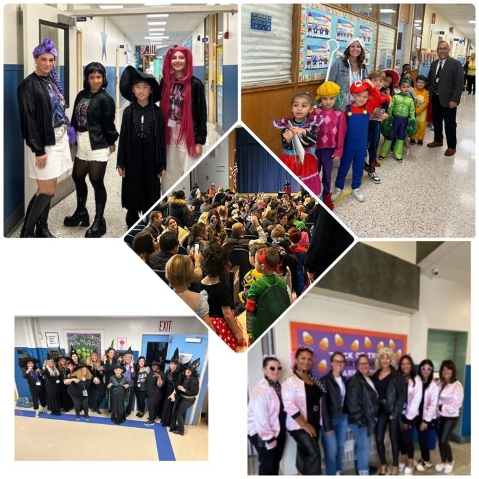 staff and students dressed up for school spirit 