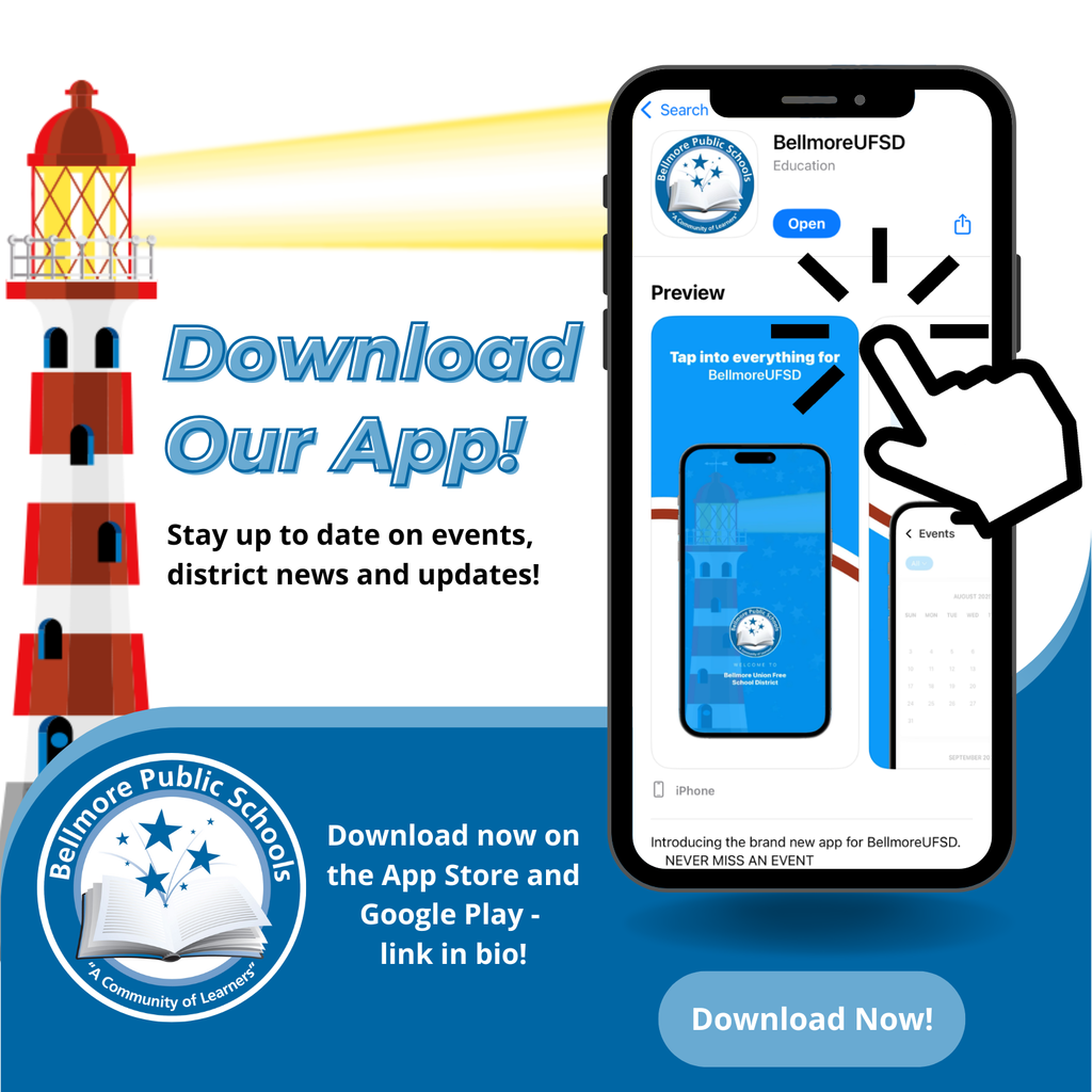 Download our app! Stay up to date on events, district news, and updates! Download now on the App Store and Google play.