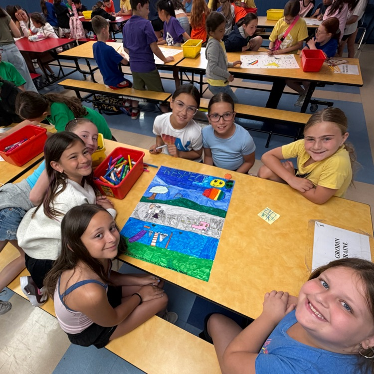 students creating posters