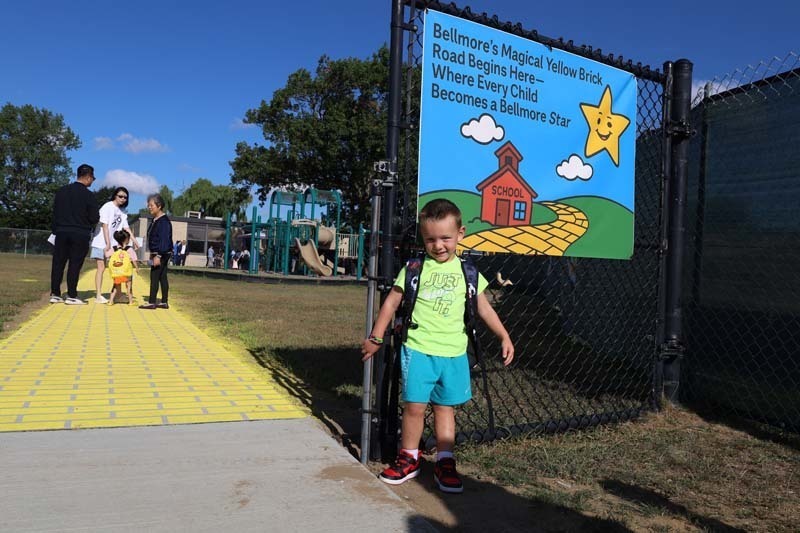Students smiling during first day.