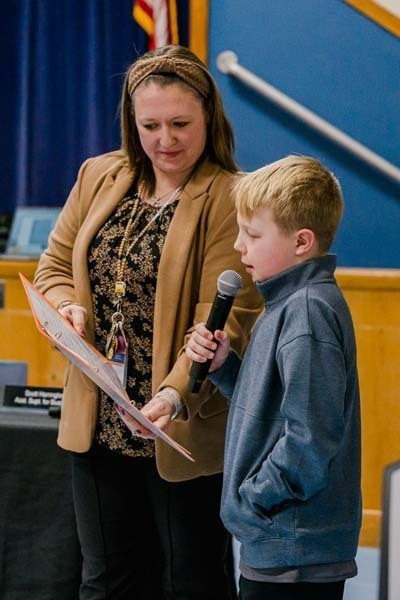 Student with board member.