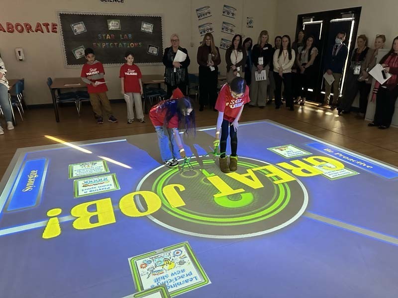 1)	Winning Star Leaders at Winthrop Avenue School led a tour of the building for visiting school district administrators on Jan. 21. 
