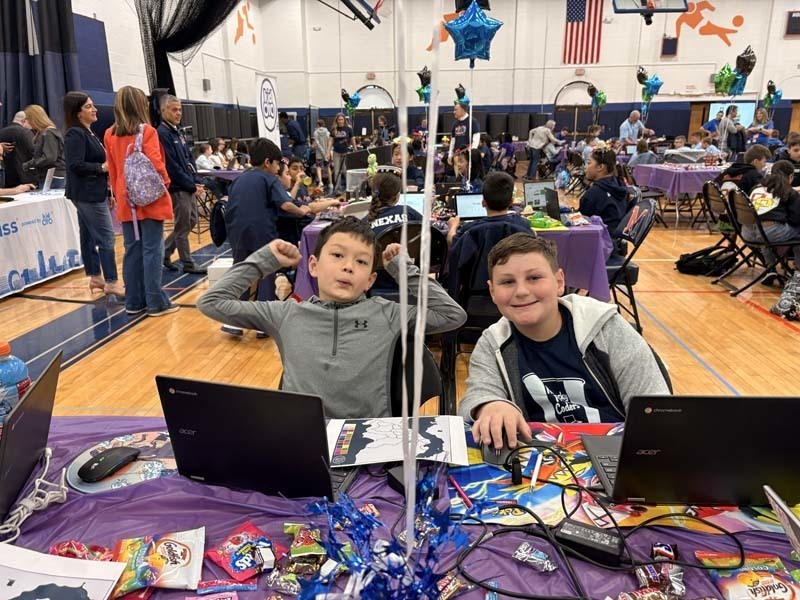 1)	The Shore Road School Hackathon team, led by teachers Lauren DeStefano and Lauren McHale..