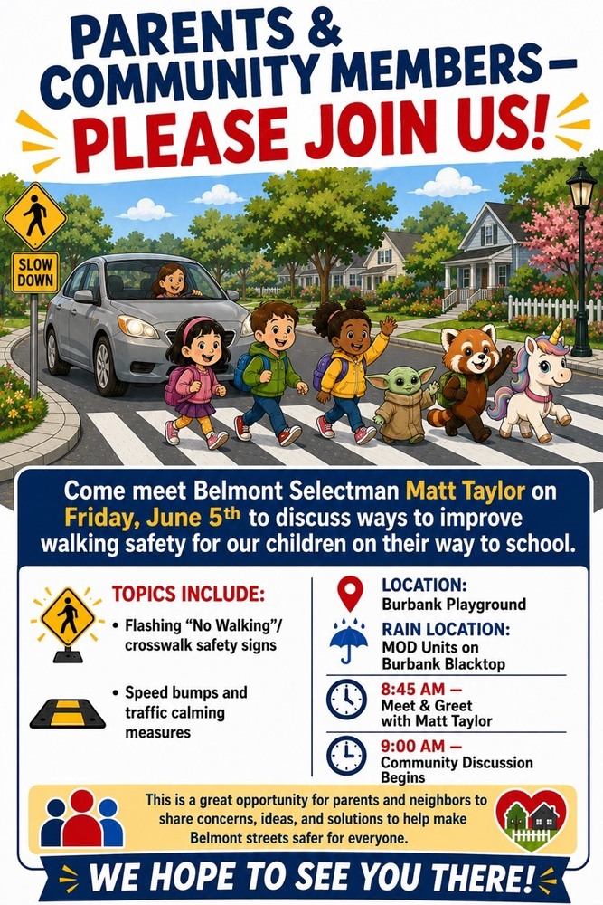community discussion for walking safety to school on June 5, 2026 9AM Burbank Playground