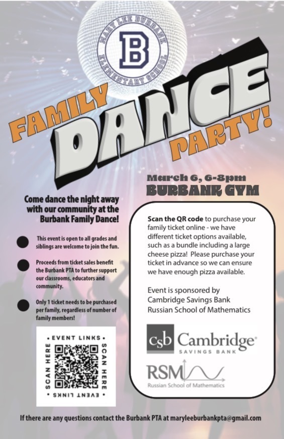 Burbank Family Dance 3/6 6-8PM