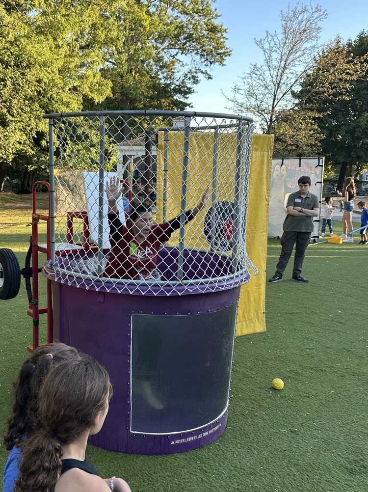 fall social funk tank, volunteer gets dunked