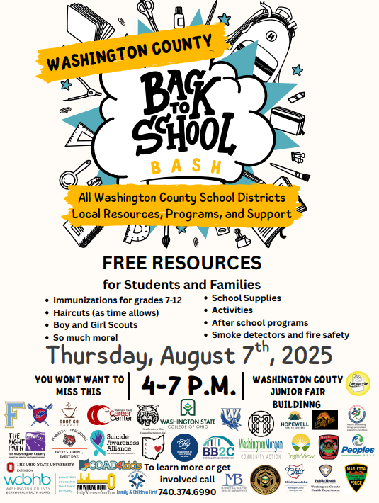 Back to School Bash at Wash Co Fairgrounds August 7th 4-7 PM