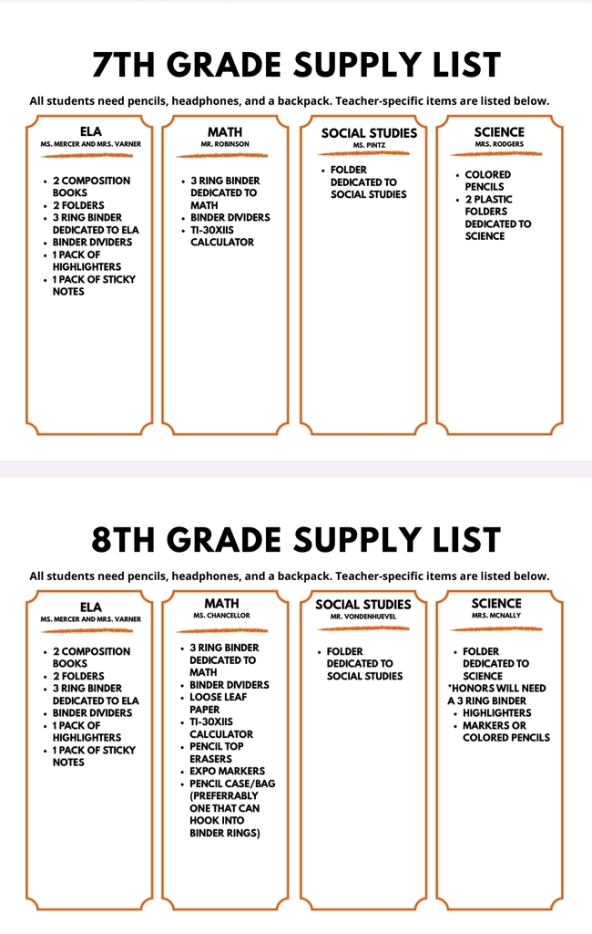 School Supplies BMS