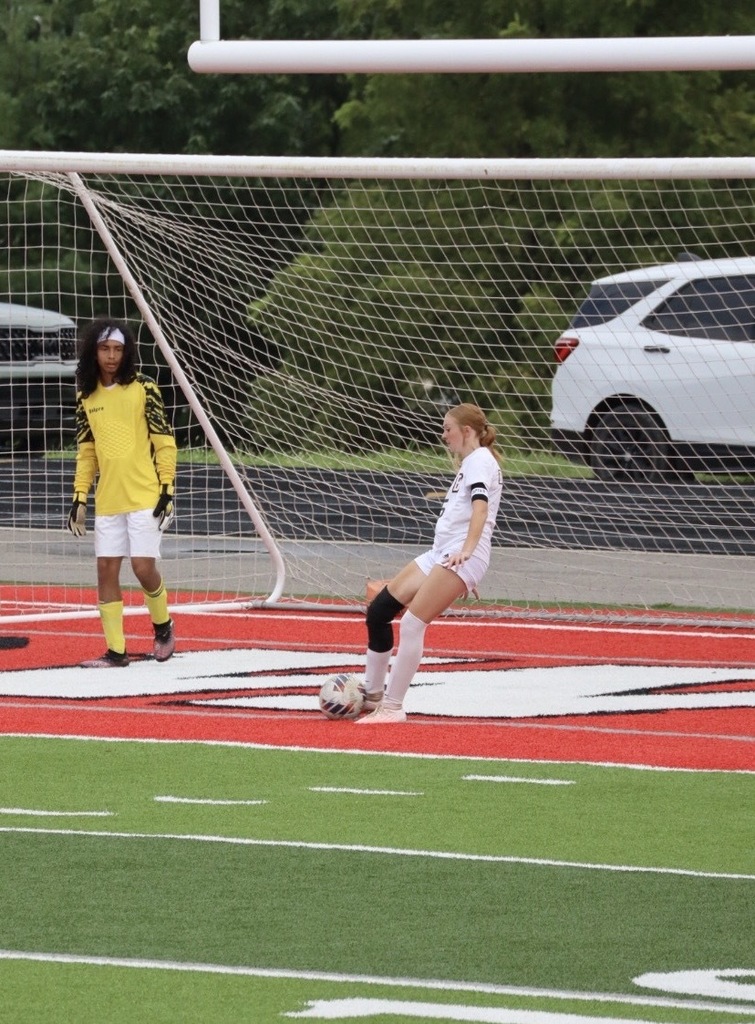 Players in the goal