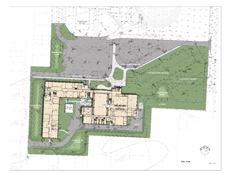 Draft site plan for the new 6-12 school project.