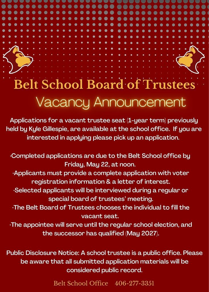 Belt Board of Trustees Vacancy Announcement