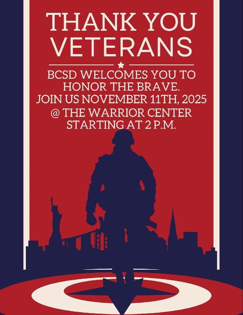Veteran's Day program, Tuesday,  November 11 at 2 PM in the Warrior Center.