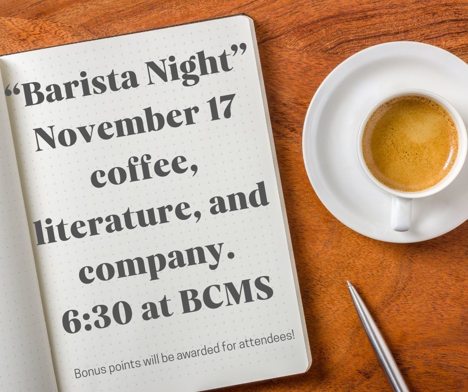 Barista Night at BCMS 6:30, November 17