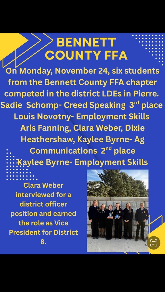 BCHS FFA placing are listed.