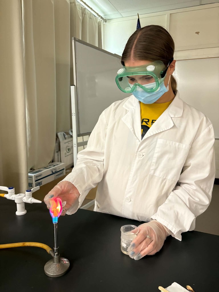 student making red flame