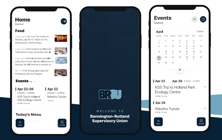 Cell phones with BRSU app displayed