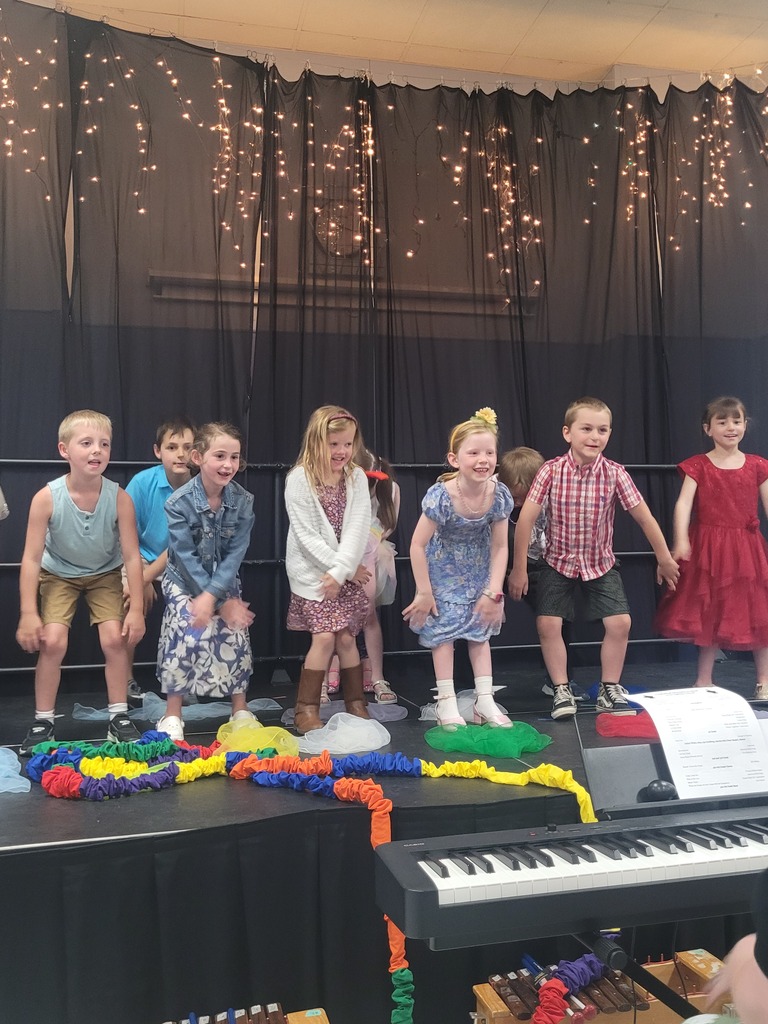 students at concert singing and playing instruments