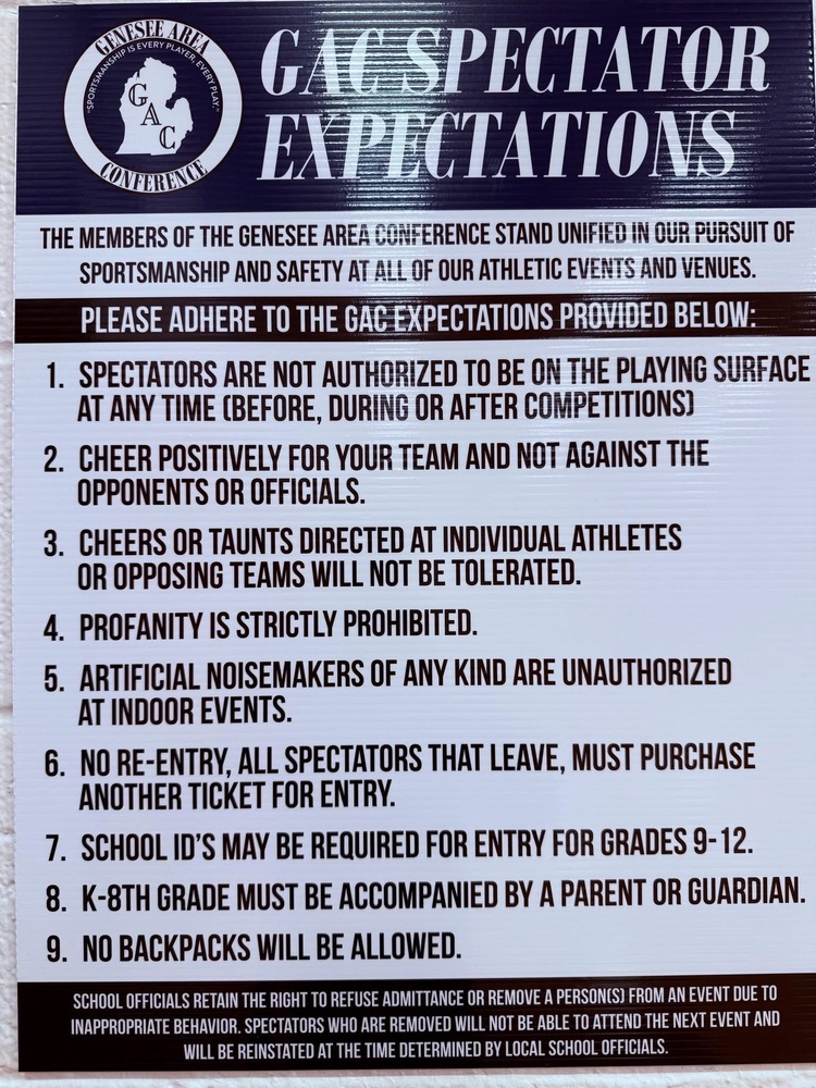 Bentley Community Schools and GAC Guidelines for Sporting Events