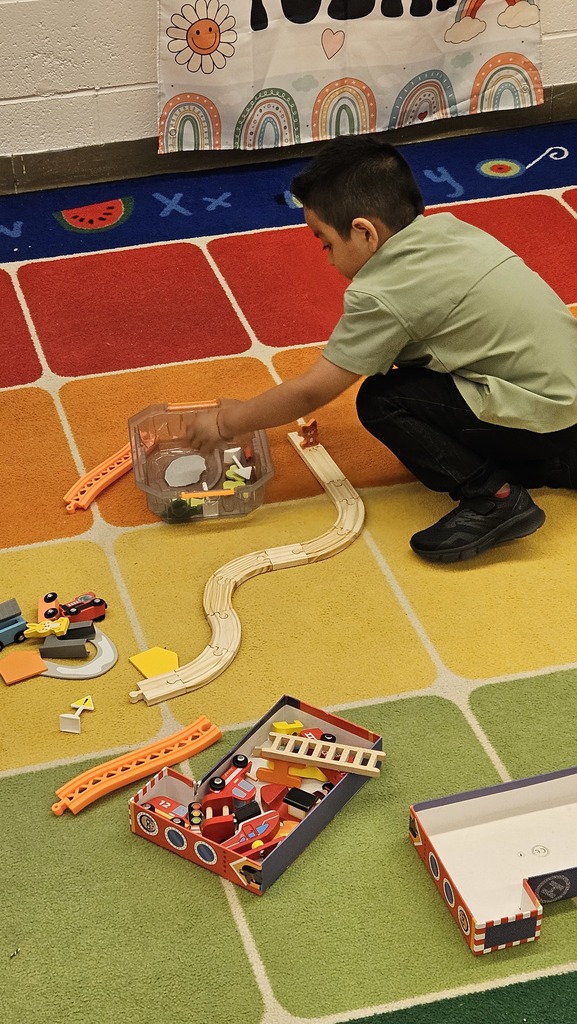 One of our new little Bulldogs already busy constructing a train track!