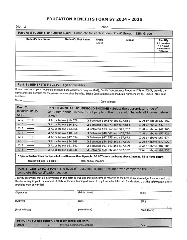 It's the Education Benefits Form