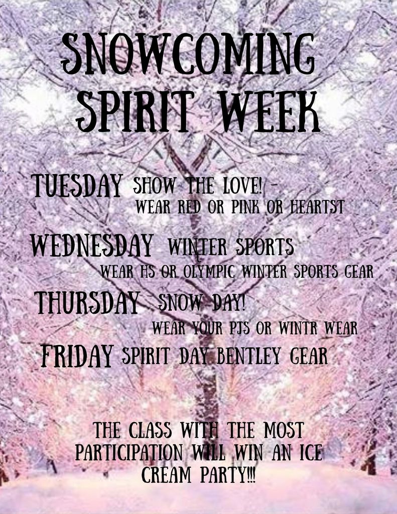 Snowcoming Spirit Week Flyer