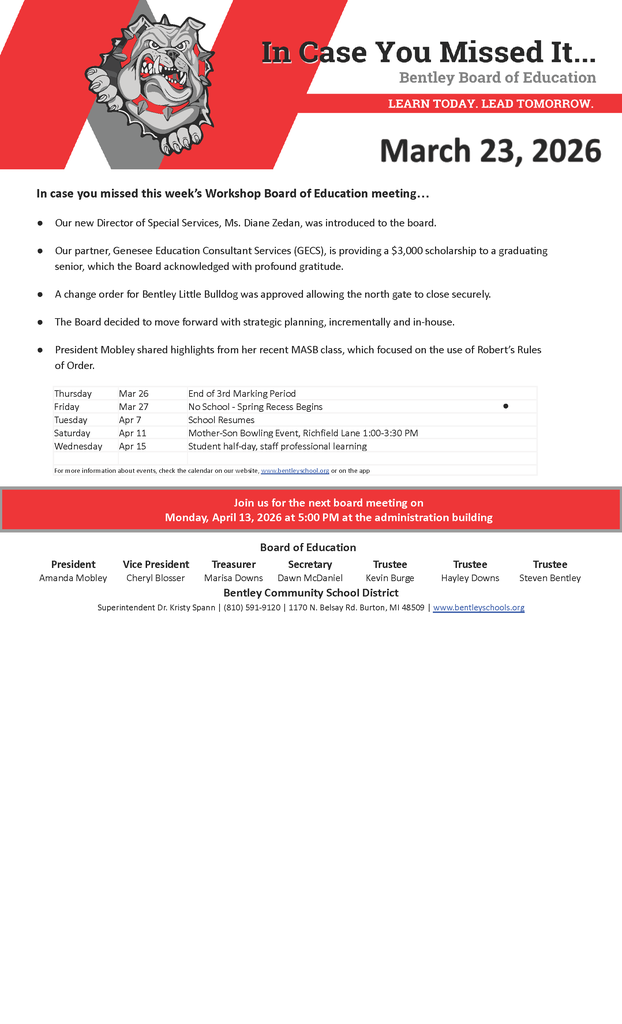 ICYMI summary of the board meeting. 