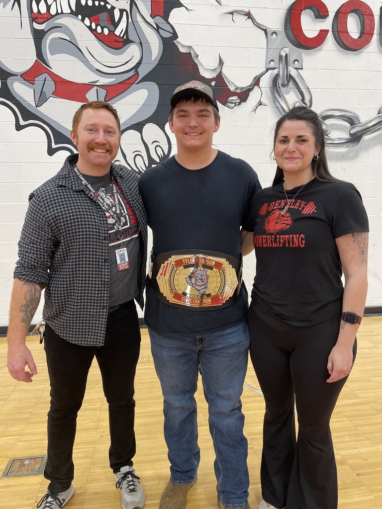 Powerlifting Coaches: Mr. Horton and Mrs. Olar with Tyler 