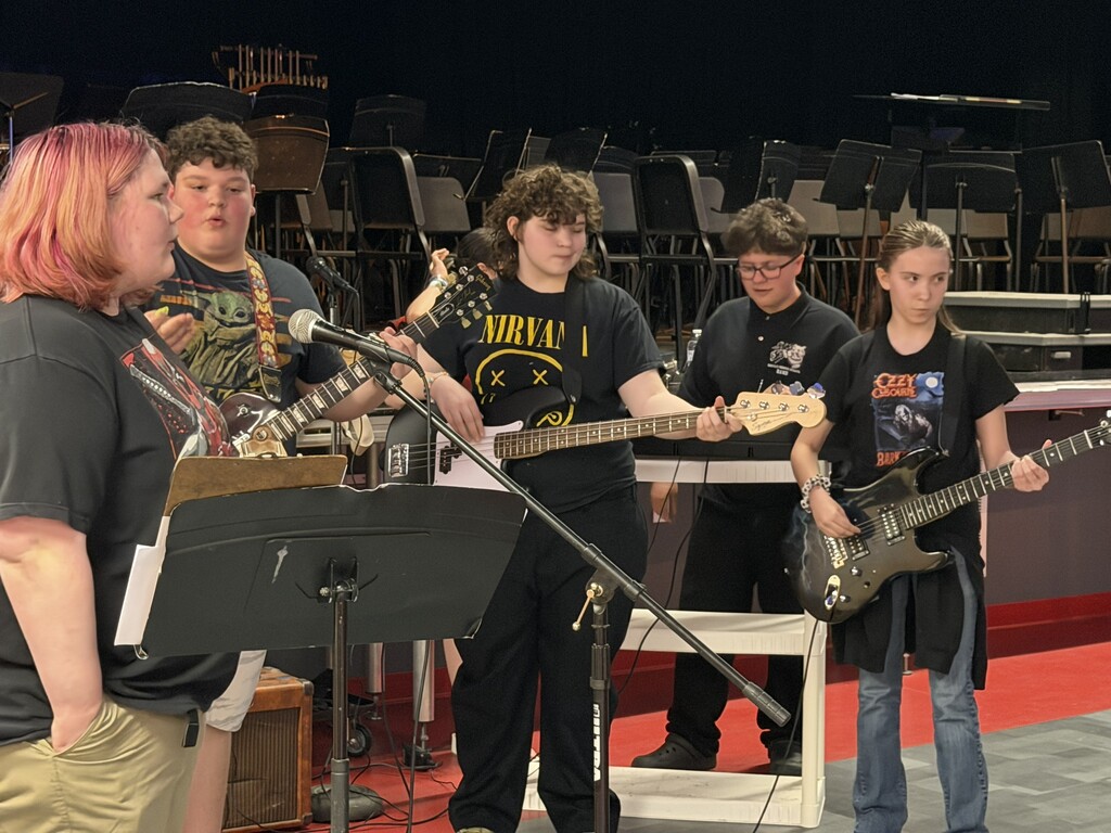 Band students on stage.