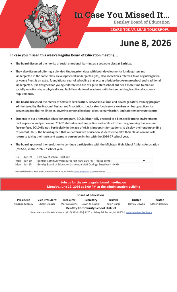 Image of notes regarding board meeting on 6/8/26.