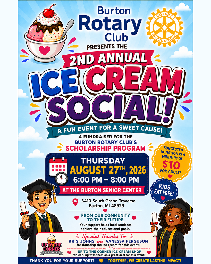 Flyer highlighting Rotary ice cream social