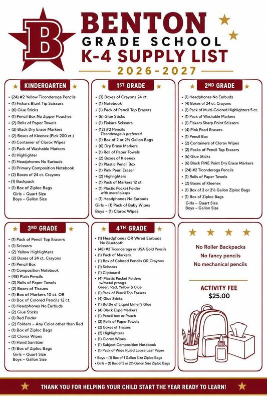 School Supply List K-4