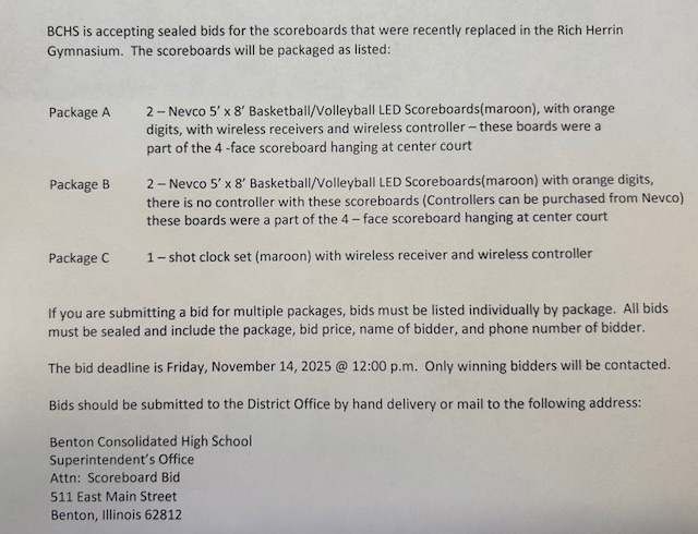 Scoreboard Sealed Bid