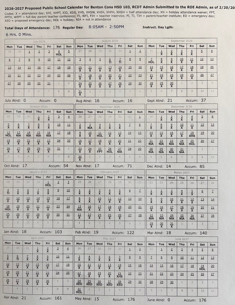 2026-2027 School Calendar