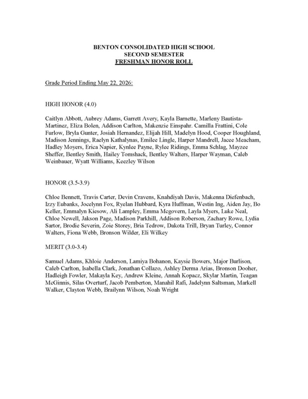 25-26 2nd Semester Honor Roll